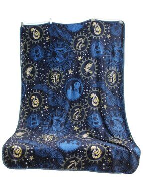 Wizarding World Harry Potter Fleece Blanket Throw Accent Sigils Blue Universal